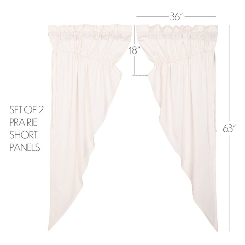 VHC Brands Simple Life Flax Solid Color Cotton Linen Blend Farmhouse Curtains Rod Pocket Drawstring Ties Prairie Panel Pair, Antique White Light Creme - Image 2